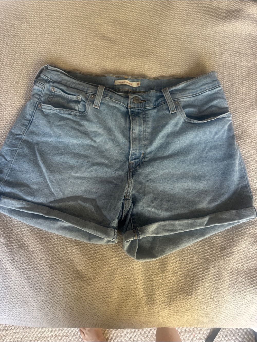 Levi's Light Blue Rolled-Hem Denim Shorts